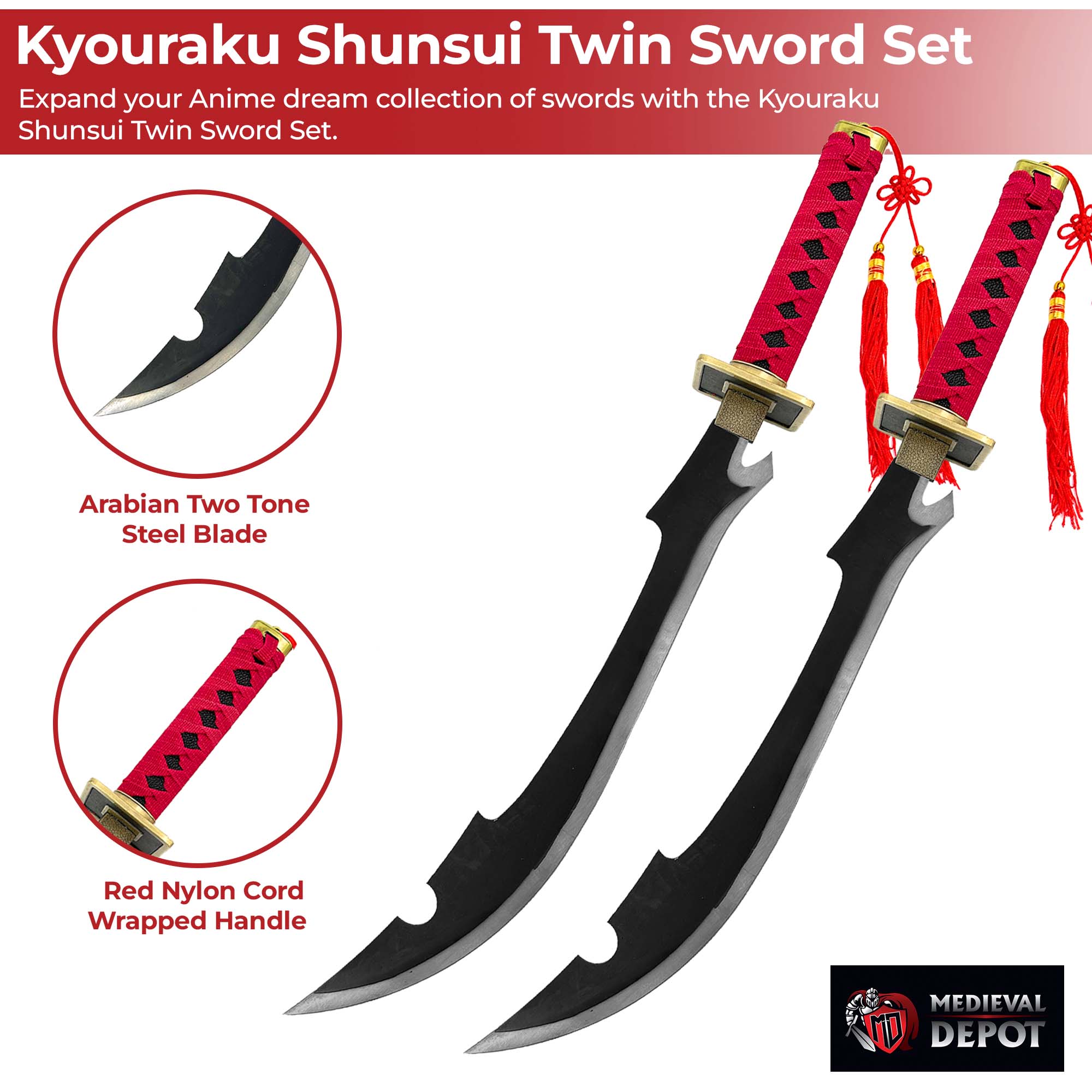 Japanese Scimitar Anime Kyouraku Shunsui Twin Sword Set