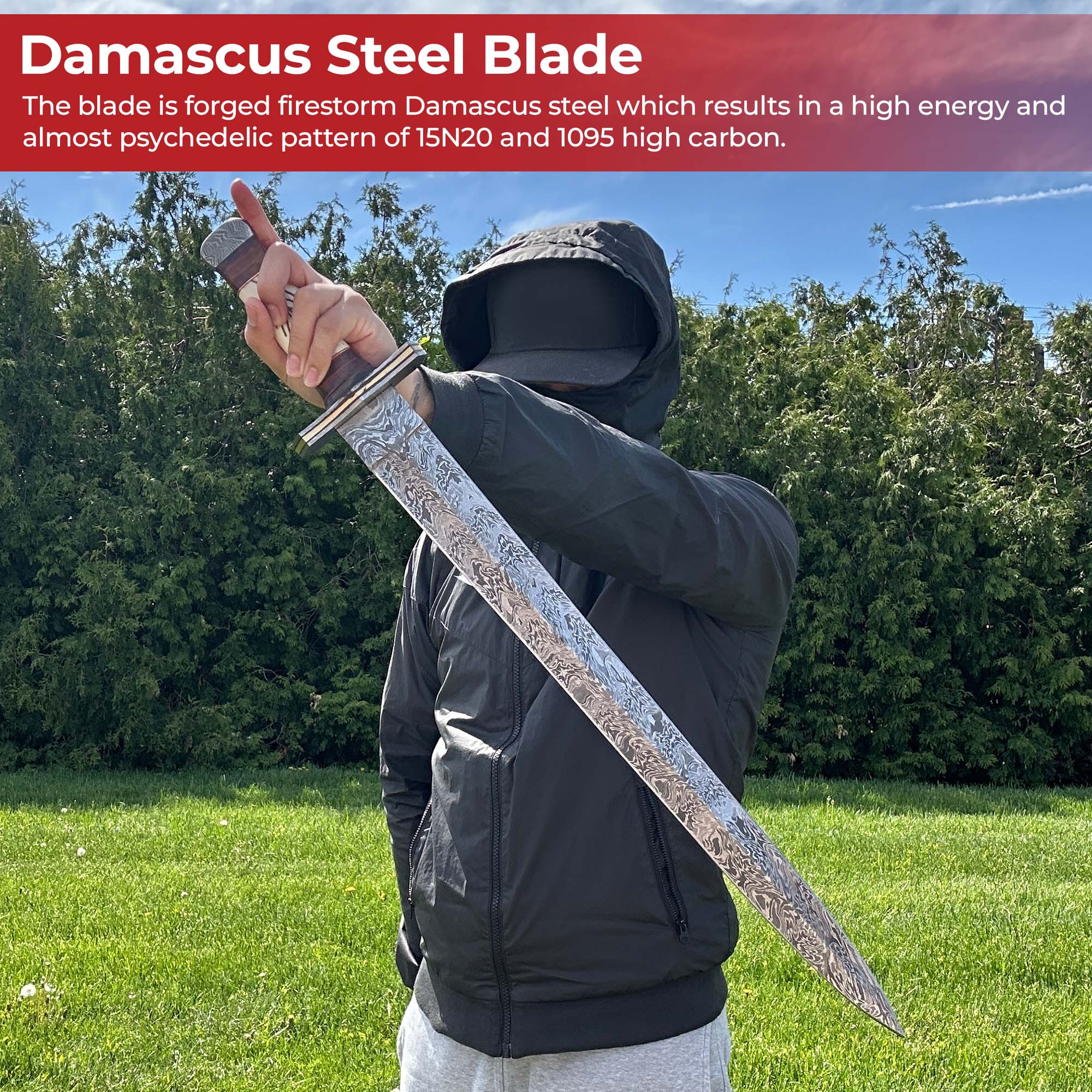 Sword in Storm Firestorm Damascus Viking Sword